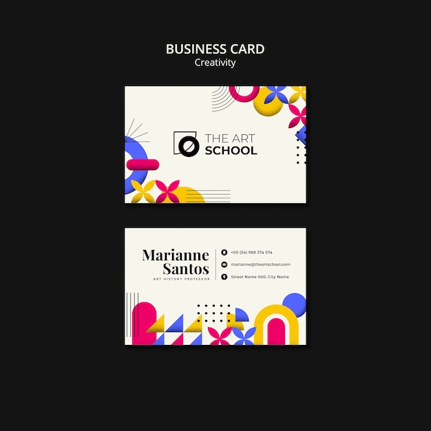 Free PSD flat design creativity business card  template