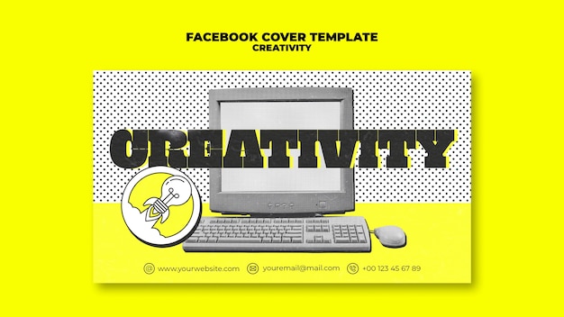 Free PSD flat design creativity concept facebook cover