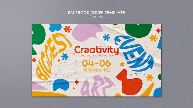 Free PSD flat design creativity concept facebook cover