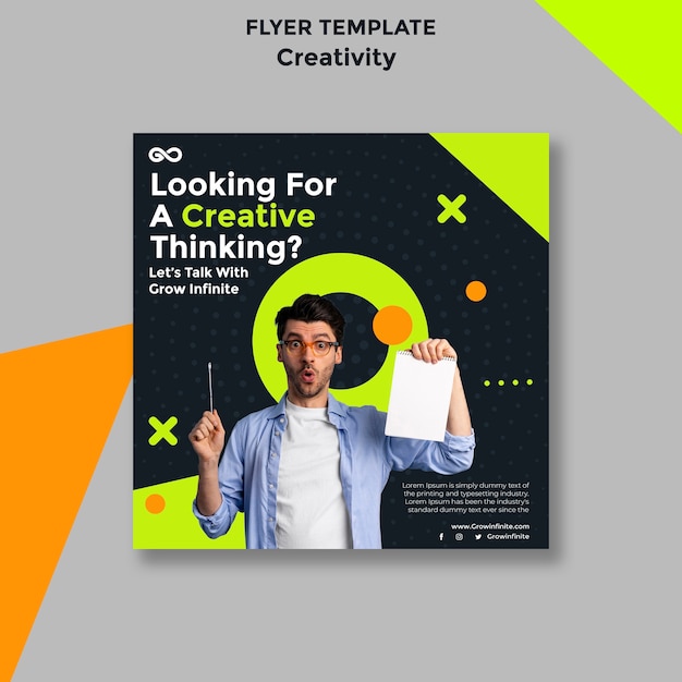 Free PSD flat design creativity concept square flyer