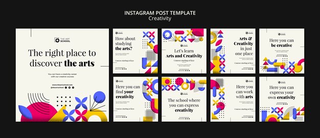 Flat design creativity instagram post template