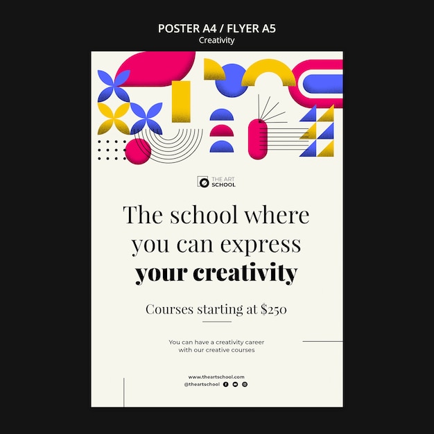 Free PSD flat design creativity poster template