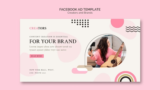 Free PSD flat design creators and brands facebook template