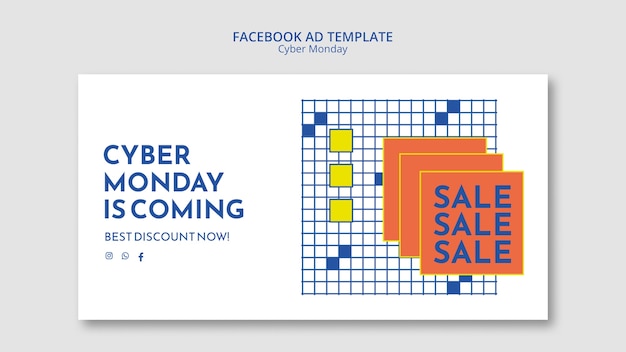 Free PSD flat design cyber monday template