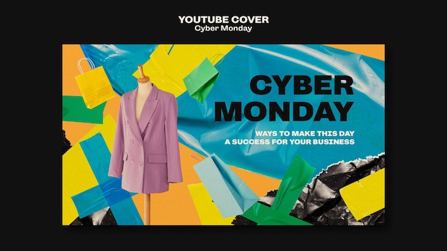 Flat design cyber monday template