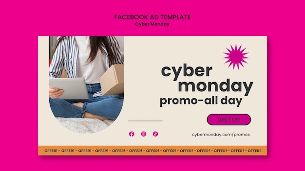 Free PSD flat design cyber monday template