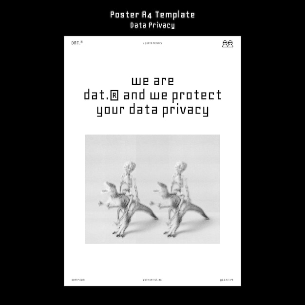 Free PSD flat design data privacy poster template