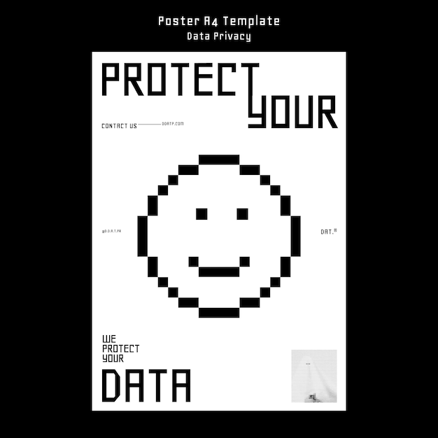 Free PSD flat design data privacy poster template