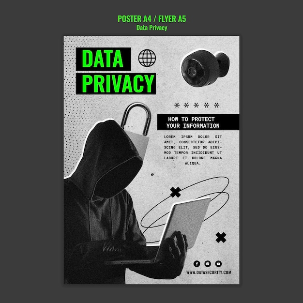 Free PSD flat design data privacy template