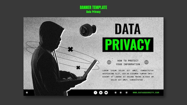 Flat design data privacy template