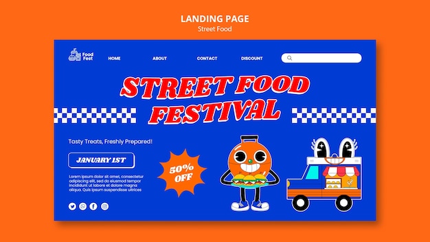 Flat design delicious food landing page