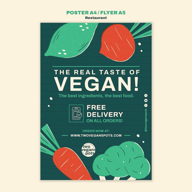 Flat design delicious food restaurant poster