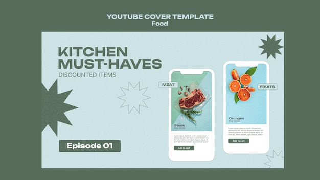 Flat design delicious food youtube cover