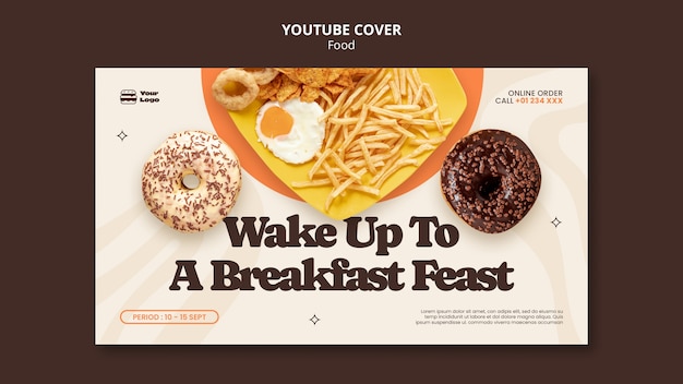 Flat design delicious food youtube cover