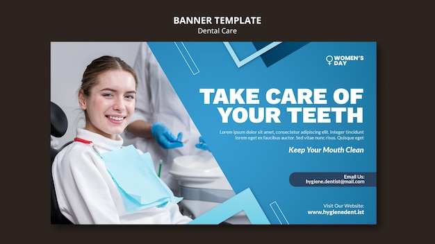 Flat design dental care banner template