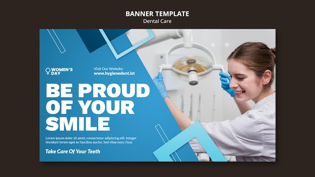 Flat design dental care banner template