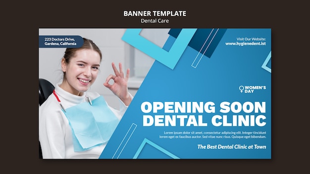 Free PSD flat design dental care banner template