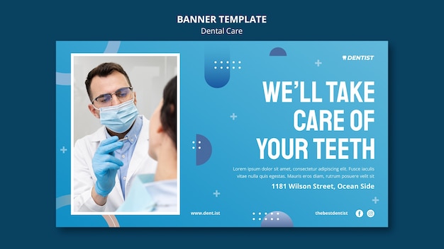 Flat design dental care banner template