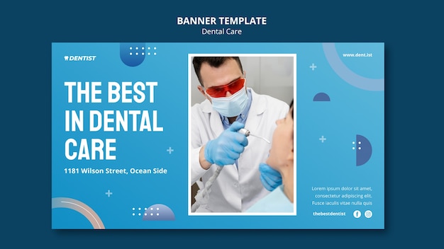 Flat design dental care banner template