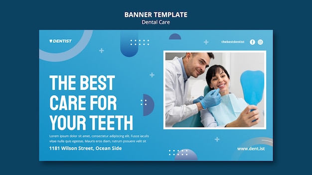 Flat design dental care banner template