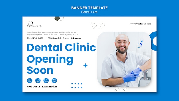 Flat design dental care banner template