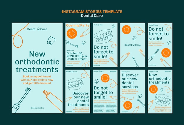 Free PSD flat design dental care instagram stories