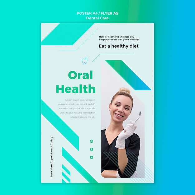 Free PSD flat design dental care template