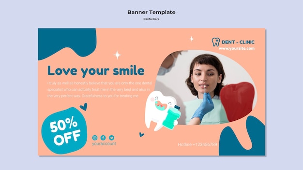 Free PSD flat design dental care template