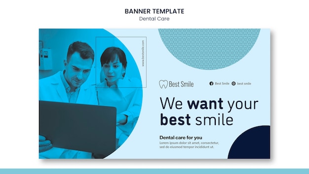 Free PSD flat design dental care template