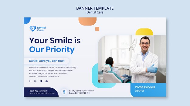 Flat design dental care template