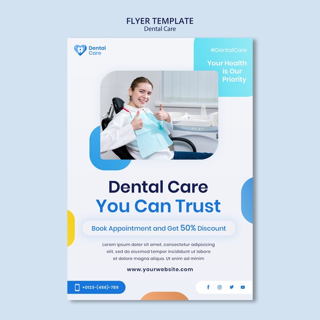 Flat design dental care template