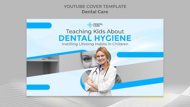 Free PSD flat design dental care  youtube cover