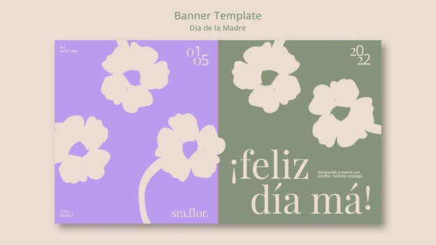 Free PSD flat design dia de la madre banner template