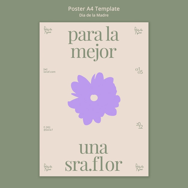 Free PSD flat design dia de la madre poster template