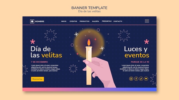 Free PSD flat design dia de la velitas template