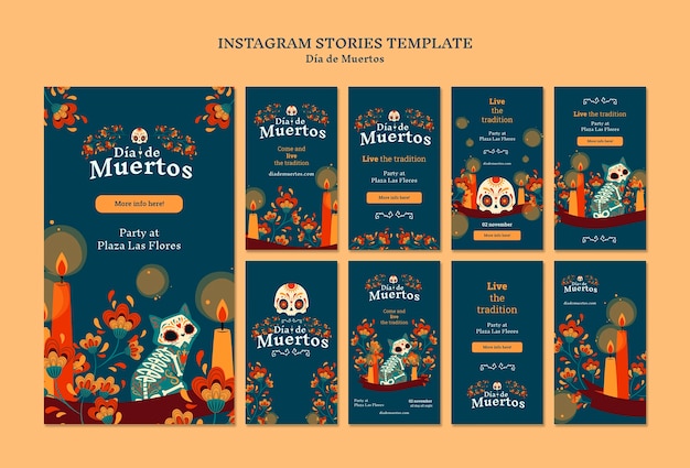 Free PSD flat design dia de muertos template