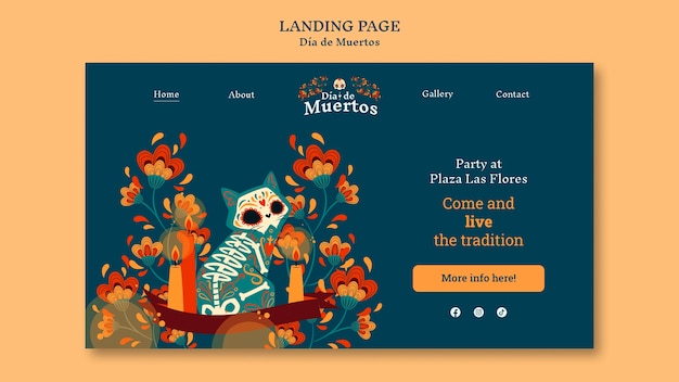 Free PSD flat design dia de muertos template