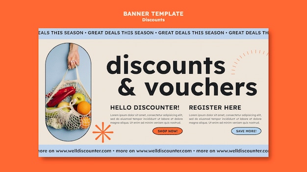 Free PSD flat design discount banner template