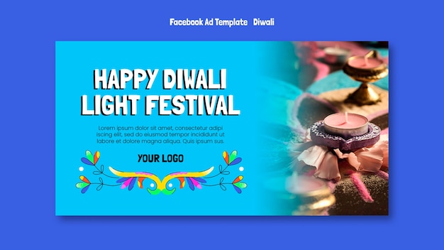 Free PSD flat design diwali festival template