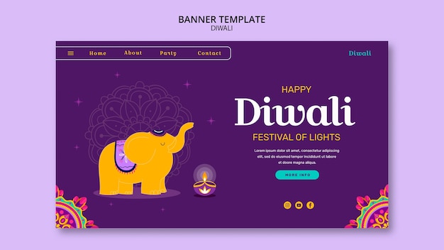 Free PSD flat design diwali template