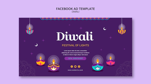 Flat design diwali template