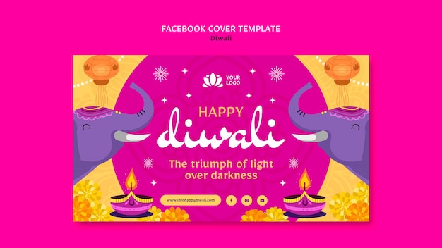 Free PSD flat design diwali template