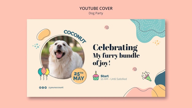 Flat design dog party youtube cover