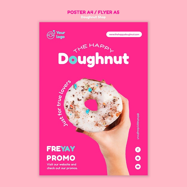 Free PSD flat design donut shop template