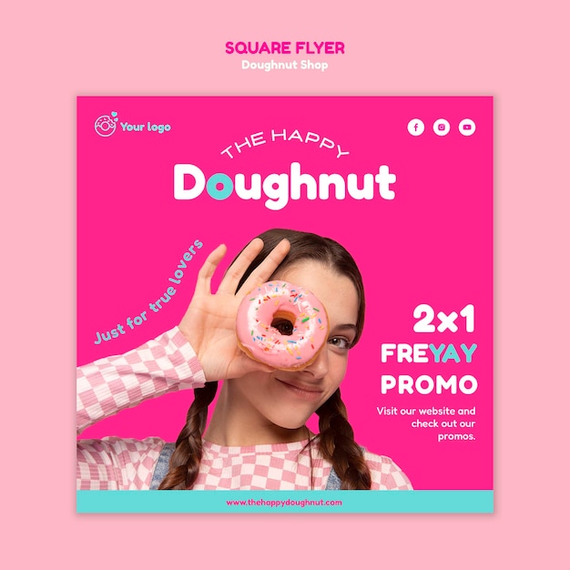 Free PSD flat design donut shop template