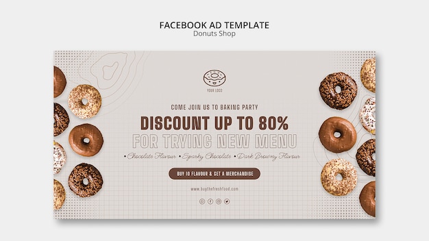 Free PSD flat design donuts shop template