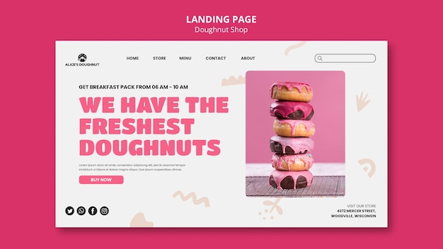 Free PSD flat design donuts shop template