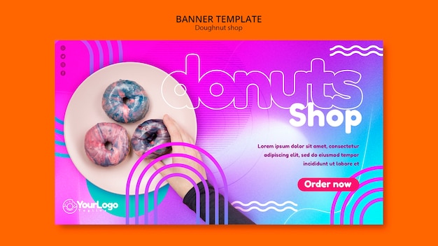 Free PSD flat design donuts template