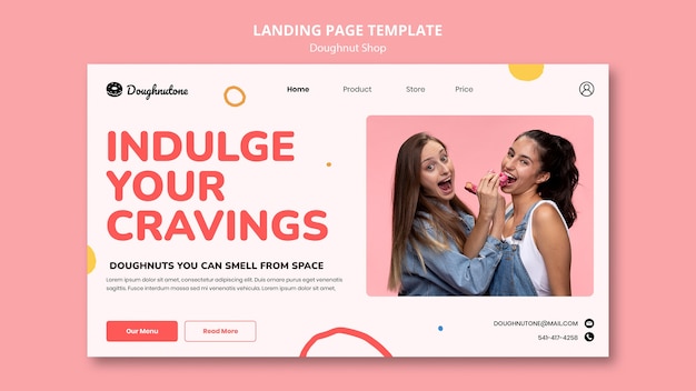 Free PSD flat design doughnut shop landing page