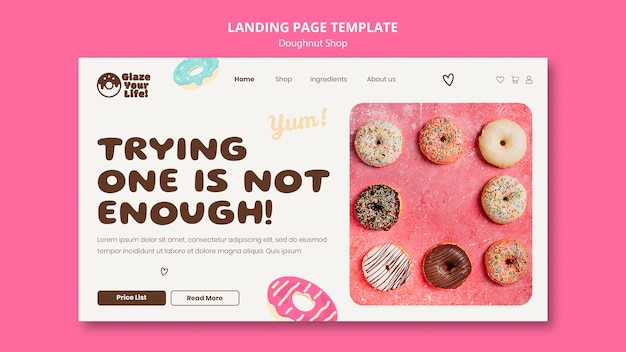 Free PSD flat design doughnut shop landing page